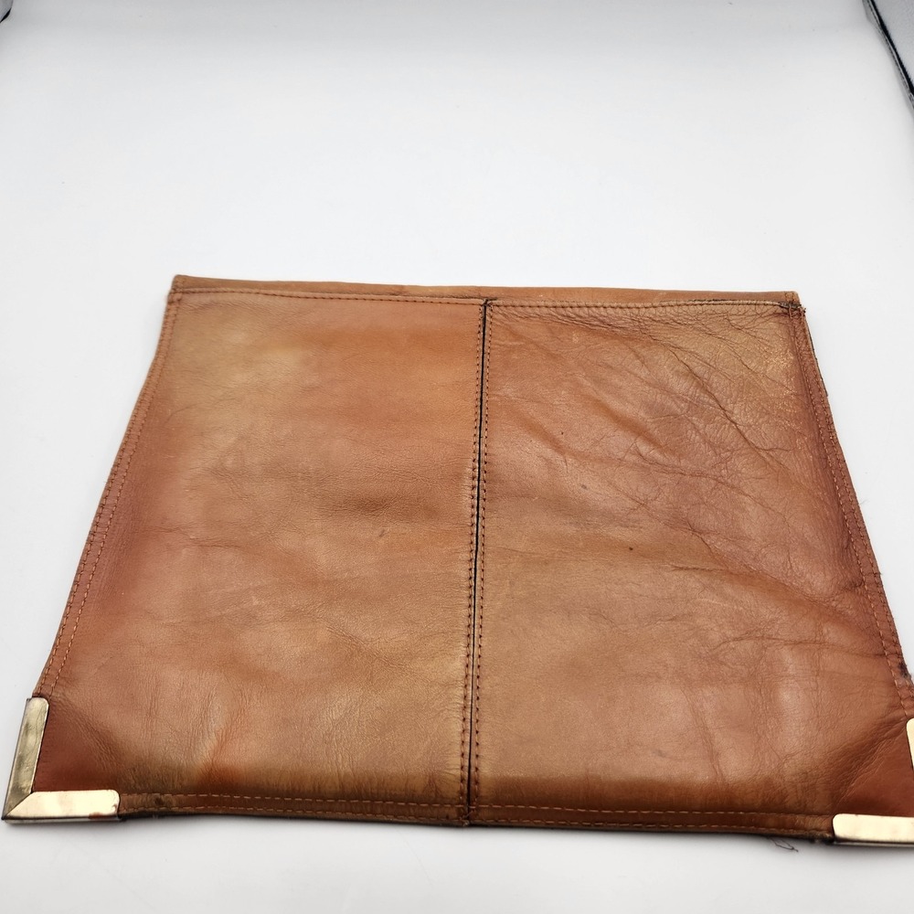 Vintage Tammy Brooke Genuine Leather Clutch Folio Brown 12x9.5 Made in Korea - Picture 2 of 8